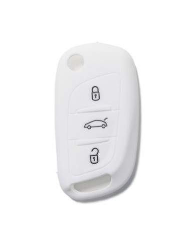 Guscio in Silicone Cover Chiave per Telecomando Citroen DS3 DS4 DS5 DS6 C2 C3 C4 C5 C8 Jumper Jumpy Berlingo Saxo Picasso Portachiave Bianco