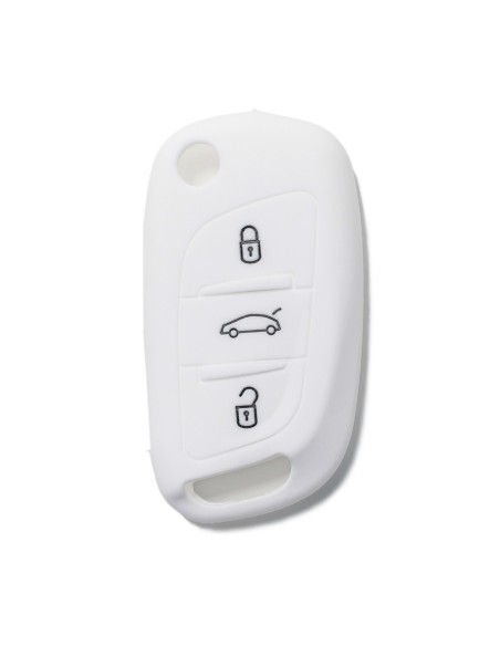 Guscio in Silicone Cover Chiave per Telecomando Citroen DS3 DS4 DS5 DS6 C2 C3 C4 C5 C8 Jumper Jumpy Berlingo Saxo Picasso Portachiave Bianco