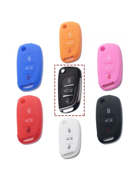 Guscio in Silicone Cover Chiave per Telecomando Citroen DS3 DS4 DS5 DS6 C2 C3 C4 C5 C8 Jumper Jumpy Berlingo Saxo Picasso Portachiave Bianco