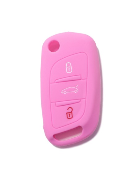 Guscio in Silicone Cover Chiave per Telecomando Citroen DS3 DS4 DS5 DS6 C2 C3 C4 C5 C8 Jumper Jumpy Berlingo Saxo Picasso Portachiave Rosa