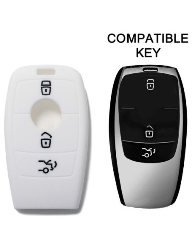 Guscio Silicone Cover Chiave per Telecomando Mercedes 3 Tasti Bianco  Keyless-Entry Classe E 2017 E200 E300 Classe S 2018 S450 S550e S560 S63 AMG S65 AMG