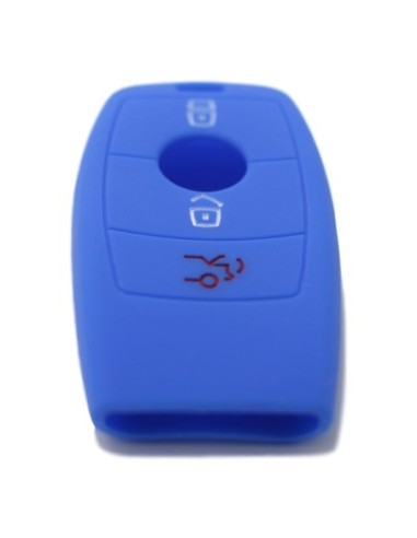 Guscio Silicone Cover Chiave per Telecomando Mercedes 3 Tasti Blu Keyless-Entry Classe E 2017 E200 E300 Classe S 2018 S450 S550e S560 S63 AMG S65 AMG