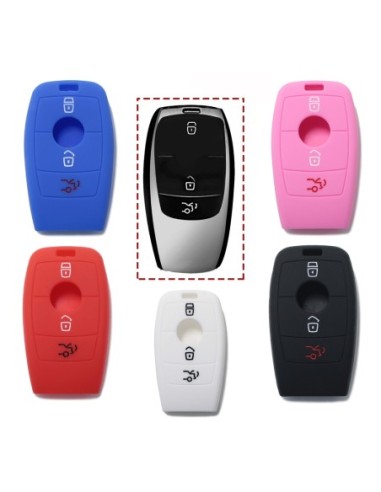 Guscio Silicone Cover Chiave per Telecomando Mercedes 3 Tasti Rosa Keyless-Entry Classe E 2017 E200 E300 Classe S 2018 S450 S550e S560 S63 AMG S65 AMG