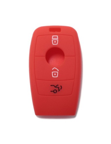 Guscio Silicone Cover Chiave per Telecomando Mercedes 3 Tasti Rosso  Keyless-Entry Classe E 2017 E200 E300 Classe S 2018 S450 S550e S560 S63 AMG S65 AMG