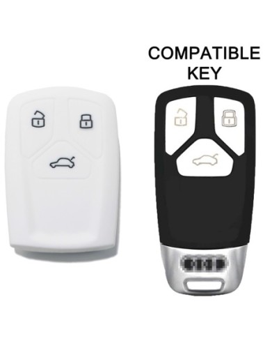Guscio Silicone Cover Chiave per Telecomando Audi Bianco Keyless-Entry A4 A5 A7 A8 B9 C8 D5 Q5 Q7 SQ5 SQ7 TT TTS TTRS R8 S4 S5 S8 RS4 RS5 F5 FY 4M