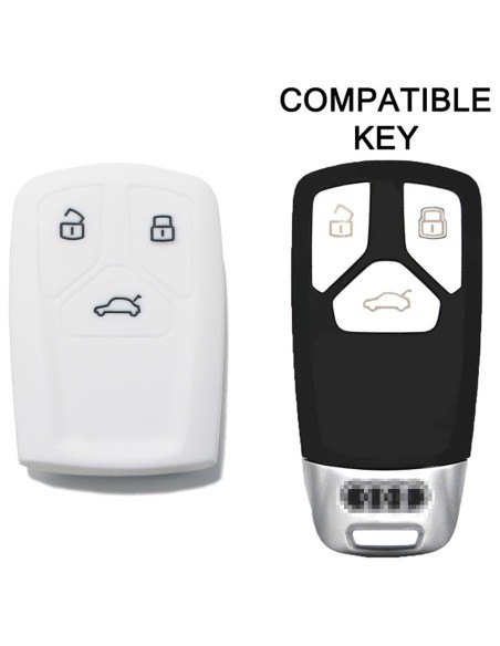 Guscio Silicone Cover Chiave per Telecomando Audi Bianco Keyless-Entry A4 A5 A7 A8 B9 C8 D5 Q5 Q7 SQ5 SQ7 TT TTS TTRS R8 S4 S5 S8 RS4 RS5 F5 FY 4M