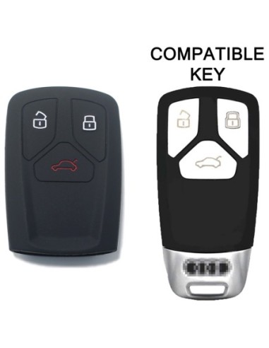 Guscio Silicone Cover Chiave per Telecomando Audi Nero Keyless-Entry A4 A5 A7 A8 B9 C8 D5 Q5 Q7 SQ5 SQ7 TT TTS TTRS R8 S4 S5 S8 RS4 RS5 F5 FY 4M