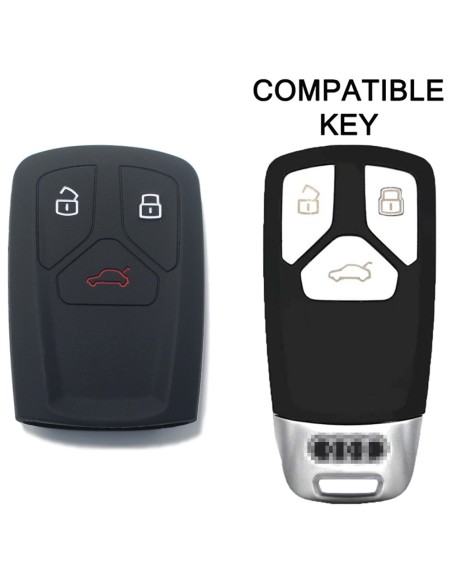 Guscio Silicone Cover Chiave per Telecomando Audi Nero Keyless-Entry A4 A5 A7 A8 B9 C8 D5 Q5 Q7 SQ5 SQ7 TT TTS TTRS R8 S4 S5 S8 RS4 RS5 F5 FY 4M