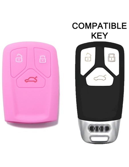 Guscio Silicone Cover Chiave per Telecomando Audi Rosa Keyless-Entry A4 A5 A7 A8 B9 C8 D5 Q5 Q7 SQ5 SQ7 TT TTS TTRS R8 S4 S5 S8 RS4 RS5 F5 FY 4M