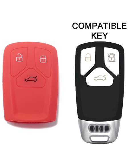 Guscio Silicone Cover Chiave per Telecomando Audi Rosso Keyless-Entry A4 A5 A7 A8 B9 C8 D5 Q5 Q7 SQ5 SQ7 TT TTS TTRS R8 S4 S5 S8 RS4 RS5 F5 FY 4M