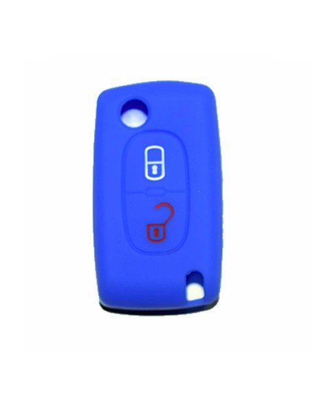 Guscio in Silicone Cover Chiave per Telecomando Peugeot 106 107 205 206 207 306 307 308 309 406 407 807 e Citroen C1 C2 C3 C4 Portachiave Blu