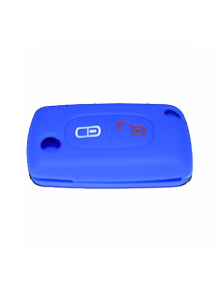 Guscio in Silicone Cover Chiave per Telecomando Peugeot 106 107 205 206 207 306 307 308 309 406 407 807 e Citroen C1 C2 C3 C4 Portachiave Blu