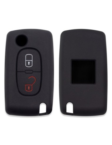 Guscio in Silicone Cover Chiave per Telecomando Peugeot 106 107 205 206 207 306 307 308 309 406 407 807 e Citroen C1 C2 C3 C4 Portachiave Nero
