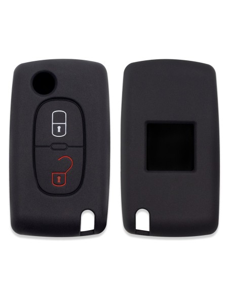 Guscio in Silicone Cover Chiave per Telecomando Peugeot 106 107 205 206 207 306 307 308 309 406 407 807 e Citroen C1 C2 C3 C4 Portachiave Nero