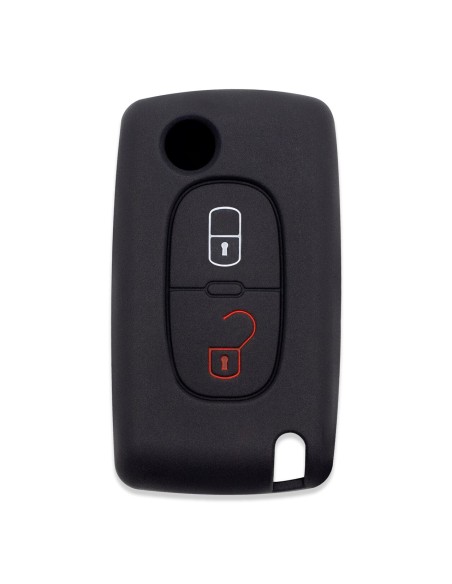 Guscio in Silicone Cover Chiave per Telecomando Peugeot 106 107 205 206 207 306 307 308 309 406 407 807 e Citroen C1 C2 C3 C4 Portachiave Nero