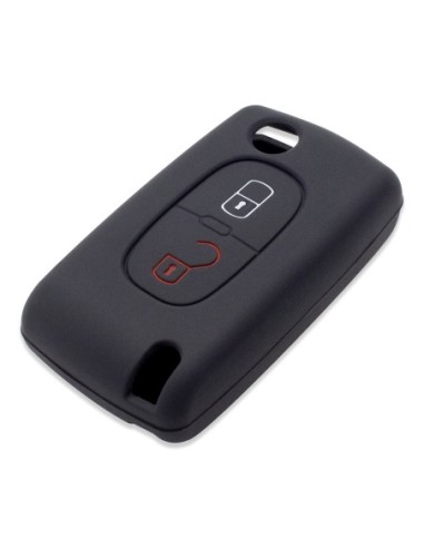 Guscio in Silicone Cover Chiave per Telecomando Peugeot 106 107 205 206 207 306 307 308 309 406 407 807 e Citroen C1 C2 C3 C4 Portachiave Nero