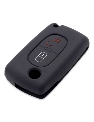 Guscio in Silicone Cover Chiave per Telecomando Peugeot 106 107 205 206 207 306 307 308 309 406 407 807 e Citroen C1 C2 C3 C4 Portachiave Nero