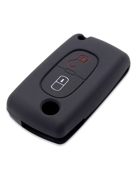 Guscio in Silicone Cover Chiave per Telecomando Peugeot 106 107 205 206 207 306 307 308 309 406 407 807 e Citroen C1 C2 C3 C4 Portachiave Nero