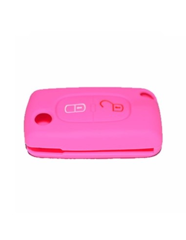 Guscio in Silicone Cover Chiave per Telecomando Peugeot 106 107 205 206 207 306 307 308 309 406 407 807 e Citroen C1 C2 C3 C4 Portachiave Rosa