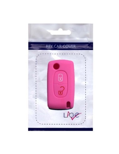 Guscio in Silicone Cover Chiave per Telecomando Peugeot 106 107 205 206 207 306 307 308 309 406 407 807 e Citroen C1 C2 C3 C4 Portachiave Rosa