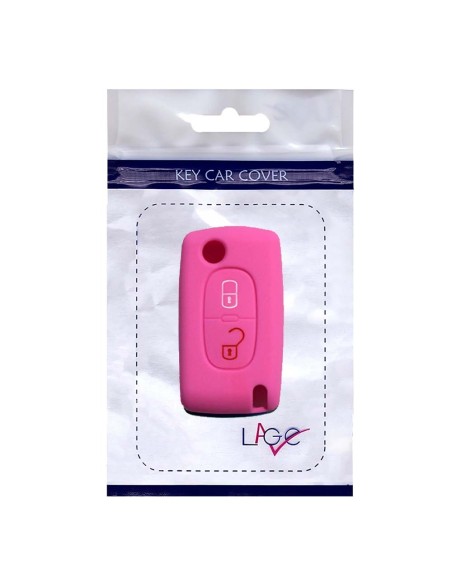 Guscio in Silicone Cover Chiave per Telecomando Peugeot 106 107 205 206 207 306 307 308 309 406 407 807 e Citroen C1 C2 C3 C4 Portachiave Rosa