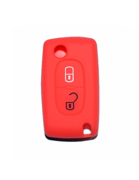 Guscio in Silicone Cover Chiave per Telecomando Peugeot 106 107 205 206 207 306 307 308 309 406 407 807 e Citroen C1 C2 C3 C4 Portachiave Rosso