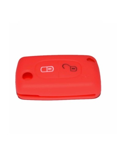 Guscio in Silicone Cover Chiave per Telecomando Peugeot 106 107 205 206 207 306 307 308 309 406 407 807 e Citroen C1 C2 C3 C4 Portachiave Rosso