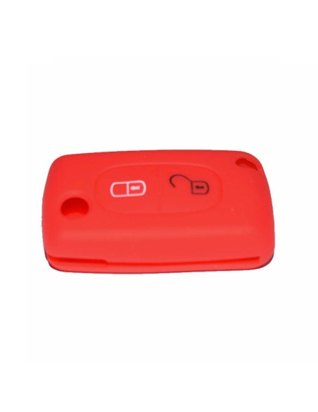 Guscio in Silicone Cover Chiave per Telecomando Peugeot 106 107 205 206 207 306 307 308 309 406 407 807 e Citroen C1 C2 C3 C4 Portachiave Rosso