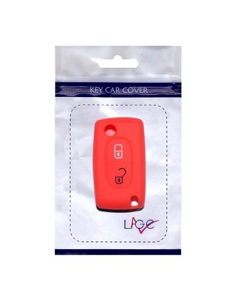 Guscio in Silicone Cover Chiave per Telecomando Peugeot 106 107 205 206 207 306 307 308 309 406 407 807 e Citroen C1 C2 C3 C4 Portachiave Rosso
