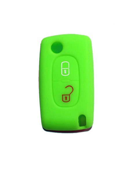 Guscio in Silicone Cover Chiave per Telecomando Peugeot 106 107 205 206 207 306 307 308 309 406 407 807 e Citroen C1 C2 C3 C4 Portachiave Verde