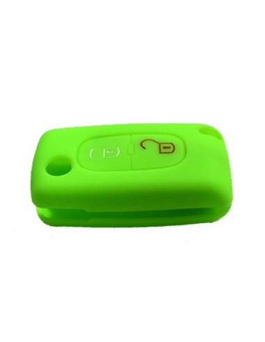 Guscio in Silicone Cover Chiave per Telecomando Peugeot 106 107 205 206 207 306 307 308 309 406 407 807 e Citroen C1 C2 C3 C4 Portachiave Verde
