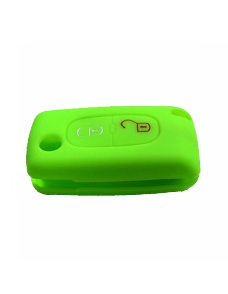 Guscio in Silicone Cover Chiave per Telecomando Peugeot 106 107 205 206 207 306 307 308 309 406 407 807 e Citroen C1 C2 C3 C4 Portachiave Verde