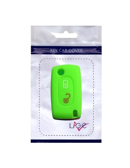 Guscio in Silicone Cover Chiave per Telecomando Peugeot 106 107 205 206 207 306 307 308 309 406 407 807 e Citroen C1 C2 C3 C4 Portachiave Verde