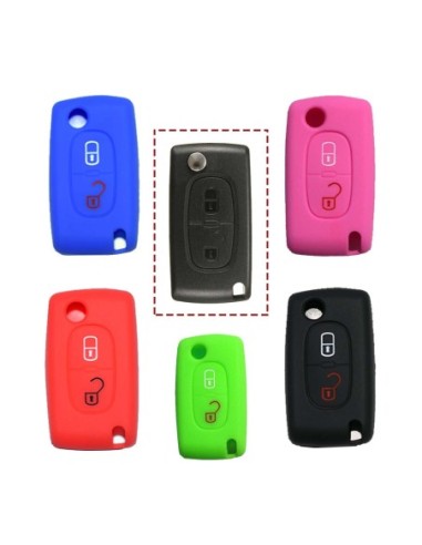 Guscio in Silicone Cover Chiave per Telecomando Peugeot 106 107 205 206 207 306 307 308 309 406 407 807 e Citroen C1 C2 C3 C4 Portachiave Verde