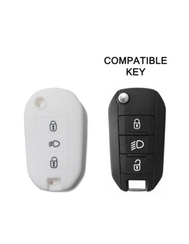 Guscio Silicone Cover Chiave Telecomando Citroen e Peugeot Portachiavi Bianco Citroen Cactus C3 C4 C5 C6 C8 C4L DS3 DS4 DS5 Picasso Xsara Peugeot 208 301 308 408 508 2008 3008 5008 RCZ