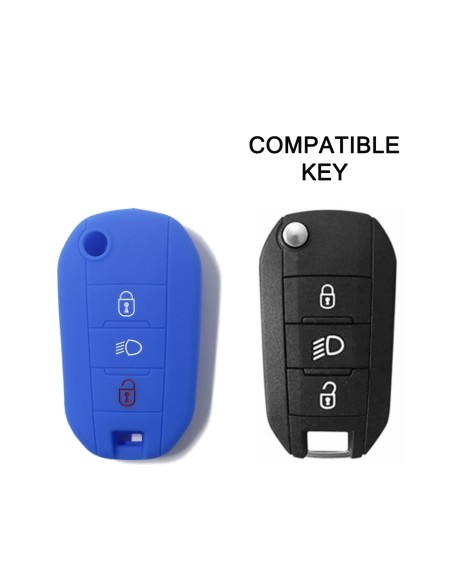 Guscio Silicone Cover Chiave Telecomando Citroen e Peugeot Portachiavi Blu Citroen Cactus C3 C4 C5 C6 C8 C4L DS3 DS4 DS5 Picasso Xsara Peugeot 208 301 308 408 508 2008 3008 5008 RCZ