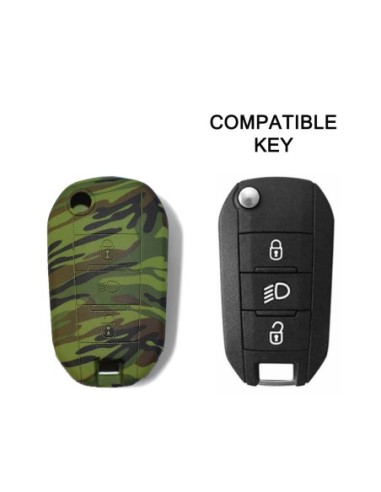 Guscio Silicone Cover Chiave Telecomando Citroen e Peugeot Portachiavi Camouflage Citroen Cactus C3 C4 C5 C6 C8 C4L DS3 DS4 DS5 Picasso Xsara Peugeot 208 301 308 408 508 2008 3008 5008 RCZ