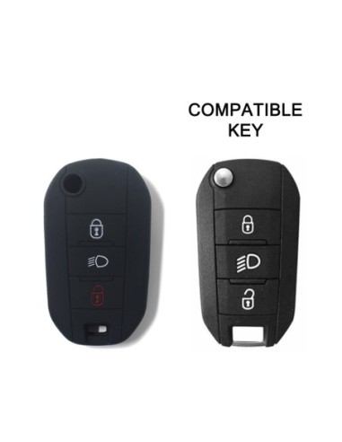 Guscio Silicone Cover Chiave Telecomando Citroen e Peugeot Portachiavi Nero Citroen Cactus C3 C4 C5 C6 C8 C4L DS3 DS4 DS5 Picasso Xsara Peugeot 208 301 308 408 508 2008 3008 5008 RCZ