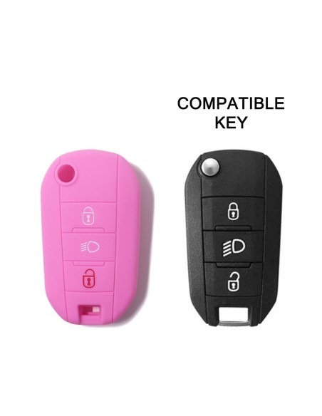 Guscio Silicone Cover Chiave Telecomando Citroen e Peugeot Portachiavi Rosa Citroen Cactus C3 C4 C5 C6 C8 C4L DS3 DS4 DS5 Picasso Xsara Peugeot 208 301 308 408 508 2008 3008 5008 RCZ