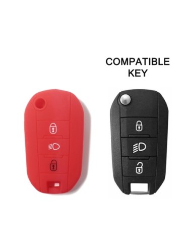 Guscio Silicone Cover Chiave Telecomando Citroen e Peugeot Portachiavi Rosso Citroen Cactus C3 C4 C5 C6 C8 C4L DS3 DS4 DS5 Picasso Xsara Peugeot 208 301 308 408 508 2008 3008 5008 RCZ