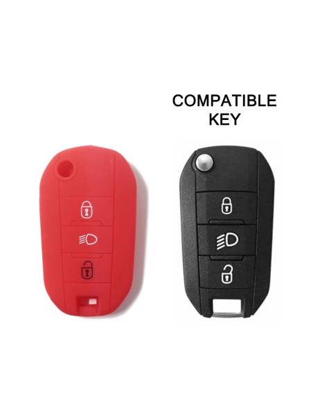 Guscio Silicone Cover Chiave Telecomando Citroen e Peugeot Portachiavi Rosso Citroen Cactus C3 C4 C5 C6 C8 C4L DS3 DS4 DS5 Picasso Xsara Peugeot 208 301 308 408 508 2008 3008 5008 RCZ