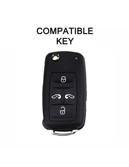 Guscio in Silicone Cover Chiave per Telecomando Volkswagen Seat Skoda Portachiave Nero VW Golf 7 Sharan Caravelle Transporter Caddy Seat Alhambra Leon Ibiza Skoda Yeti Octavia Superb Rapid