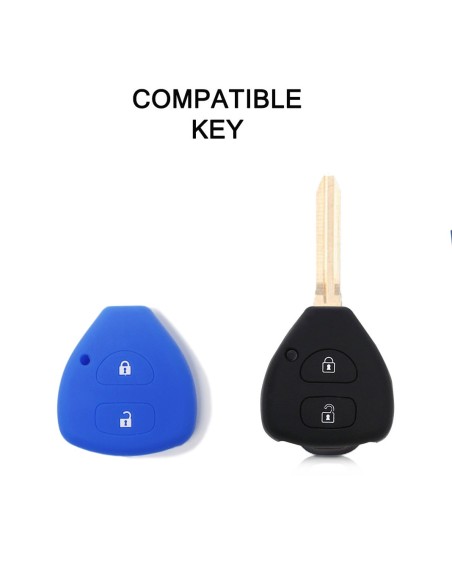 Guscio in Silicone Cover Chiave per Telecomando Toyota Blu 2 Tasti Yaris Corolla Auris Avensis Aygo Aqua Camry GT Hilux IQ Land Cruiser Mirai Prius RAV 4 Urban Cruiser Verso Vitz