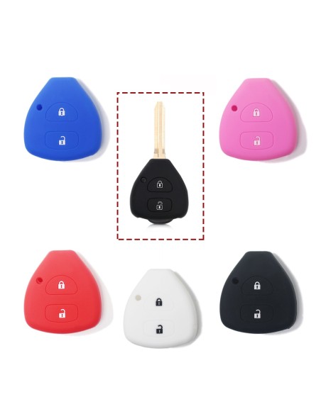 Guscio in Silicone Cover Chiave per Telecomando Toyota Blu 2 Tasti Yaris Corolla Auris Avensis Aygo Aqua Camry GT Hilux IQ Land Cruiser Mirai Prius RAV 4 Urban Cruiser Verso Vitz