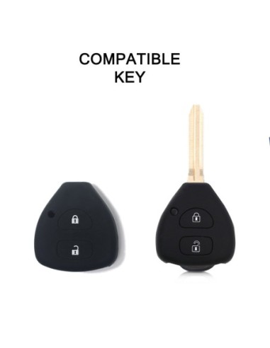 Guscio in Silicone Cover Chiave per Telecomando Toyota Nero 2 Tasti Yaris Corolla Auris Avensis Aygo Aqua Camry GT Hilux IQ Land Cruiser Mirai Prius RAV 4 Urban Cruiser Verso Vitz