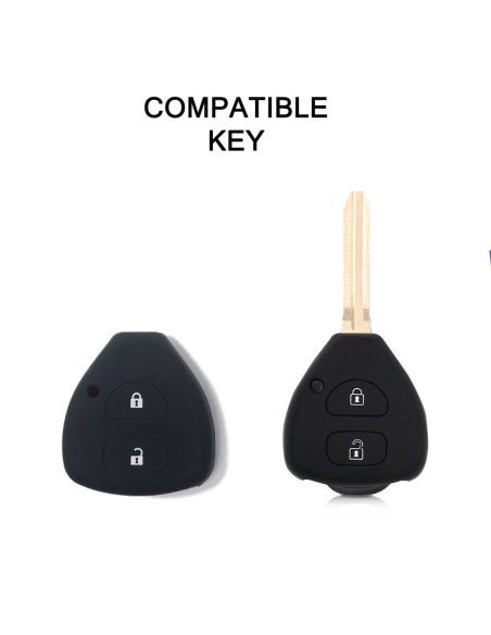 Guscio in Silicone Cover Chiave per Telecomando Toyota Nero 2 Tasti Yaris Corolla Auris Avensis Aygo Aqua Camry GT Hilux IQ Land Cruiser Mirai Prius RAV 4 Urban Cruiser Verso Vitz