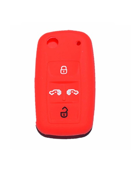 Guscio in Silicone Cover Chiave per Telecomando Volkswagen Seat Skoda Portachiave Rosso VW Golf 7 Sharan Caravelle Transporter Caddy Seat Alhambra Leon Ibiza Skoda Yeti Octavia Superb Rapid