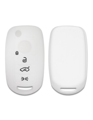 Guscio in Silicone Cover Chiave per Telecomando Fiat 500 500X Tipo 4 Tasti Bianco