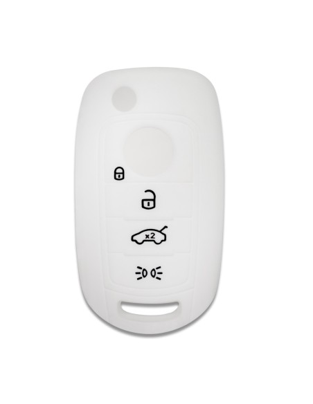 Guscio in Silicone Cover Chiave per Telecomando Fiat 500 500X Tipo 4 Tasti Bianco