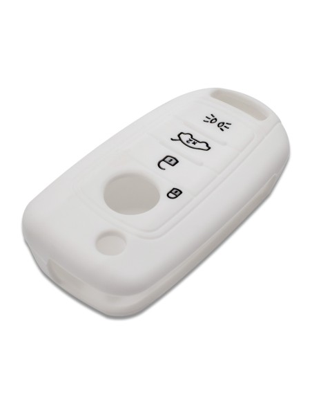 Guscio in Silicone Cover Chiave per Telecomando Fiat 500 500X Tipo 4 Tasti Bianco